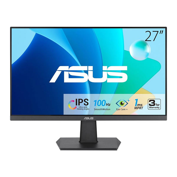 Asus VA27EHF Eye Care Gaming Monitor - 27inch IPS FHD Frameless 100Hz Adaptive-Sync 1ms