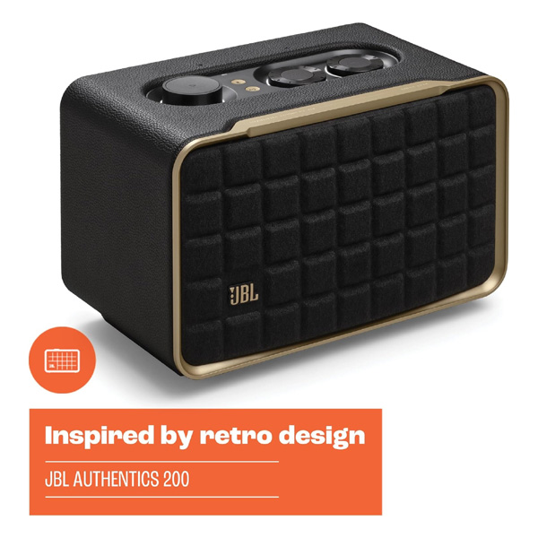 JBL Authentics 200 Retro Style Smart Home Speaker with Built in WiFi Bluetooth & Voice Assistants