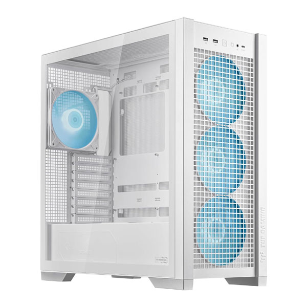 Asus TUF GT302 ARGB White ATX Mid Tower   PC Case With Four 140mm ARGB Fans