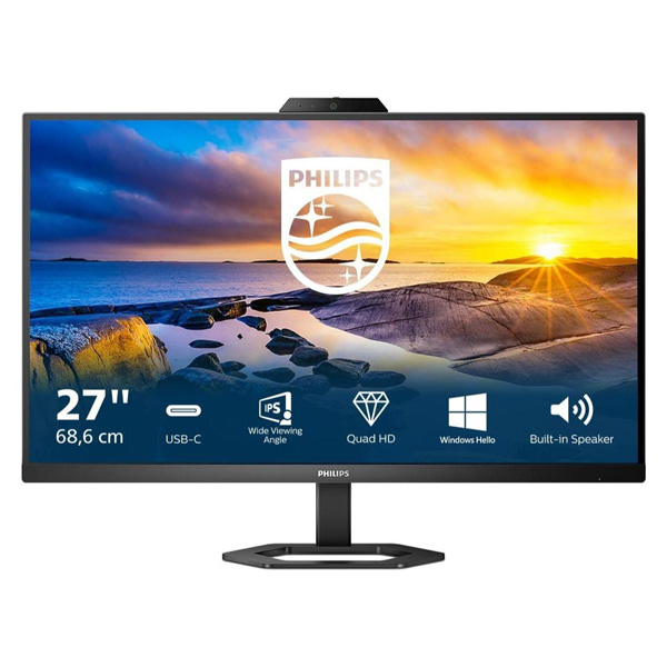 Philips 27E1N5600HE QHD USB-C Monitor Builtin 5MP Webcam - 27inch IPS 1ms 75hz 1440P Ergo-Base