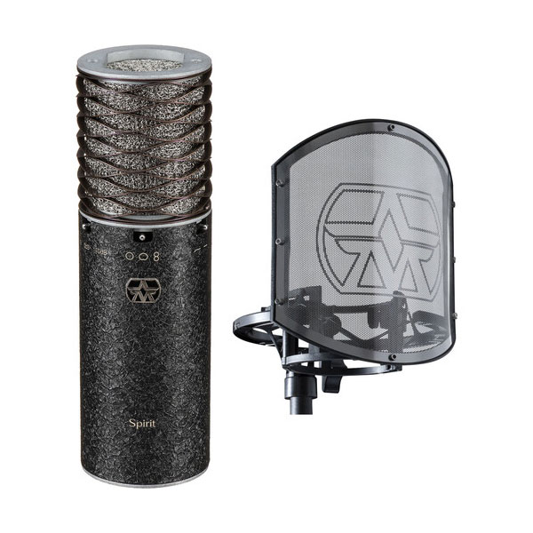 Aston Spirit Black Large Diaphragm Multipattern Condenser Microphone Bundle