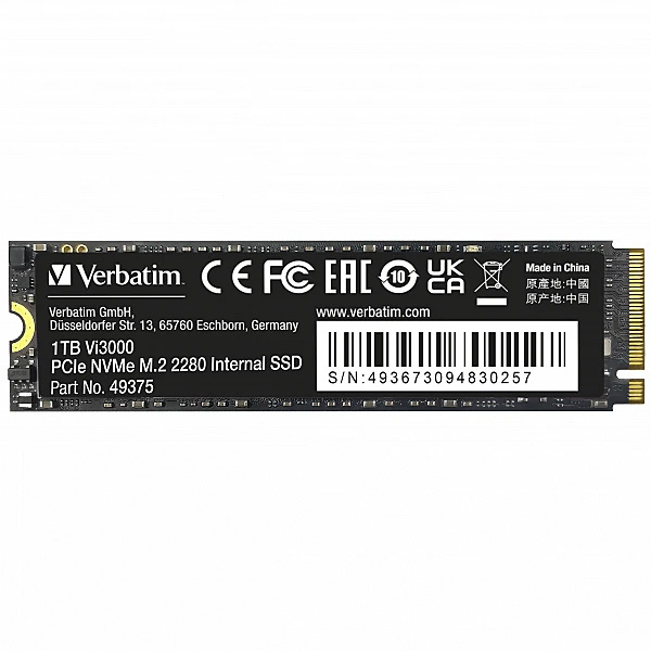 Verbatim Vi3000 1TB PCIe NVMe M.2 Solid State Drive